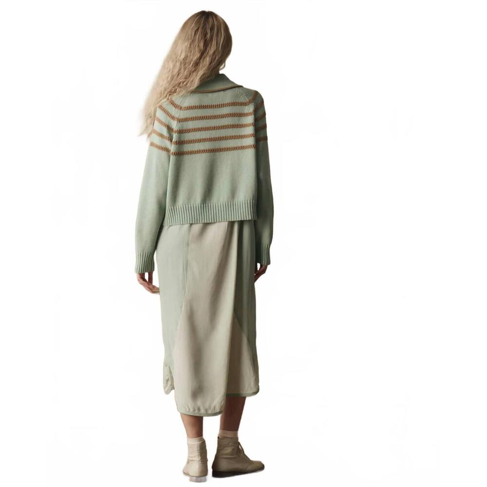 NEW THE GREAT. scholar cardigan with crochet stripes in seafoam - Picture 4 of 5